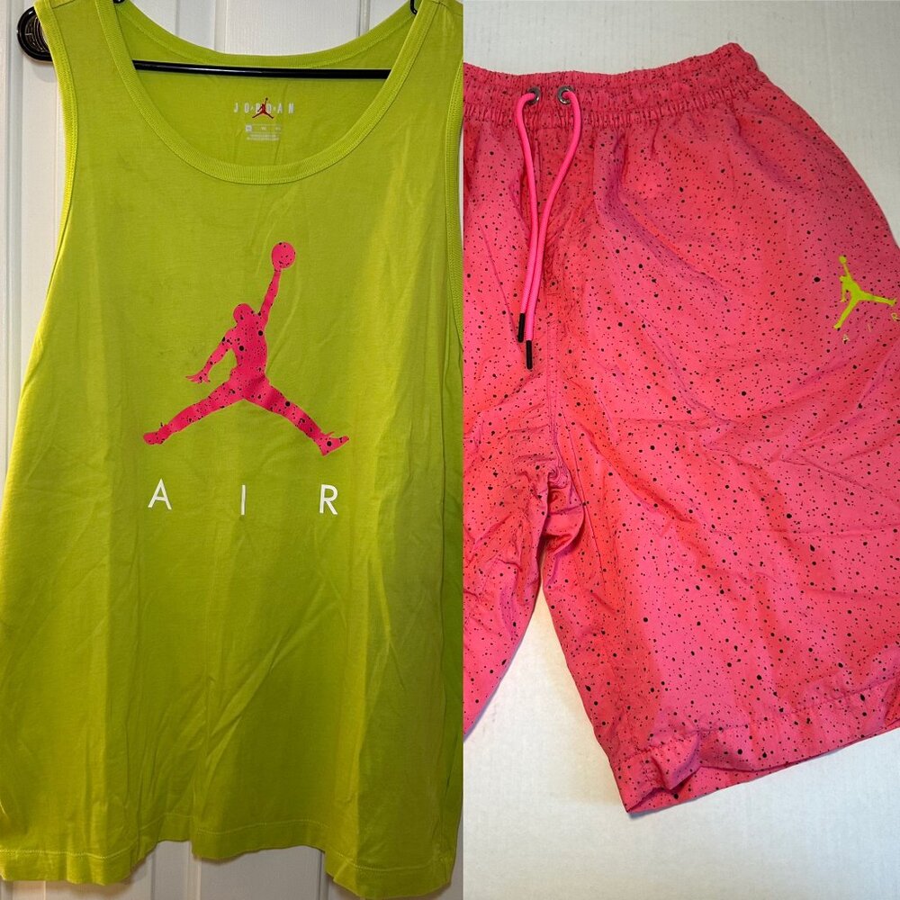 Jordan Men’s Tank & Shorts Set - Lime Green Tank with Hot Pink Shorts